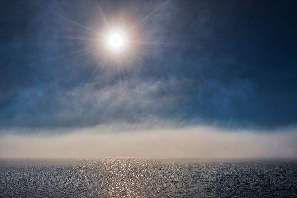 Canada-Ontario-Longlac Sunburst and fog on Long Lake